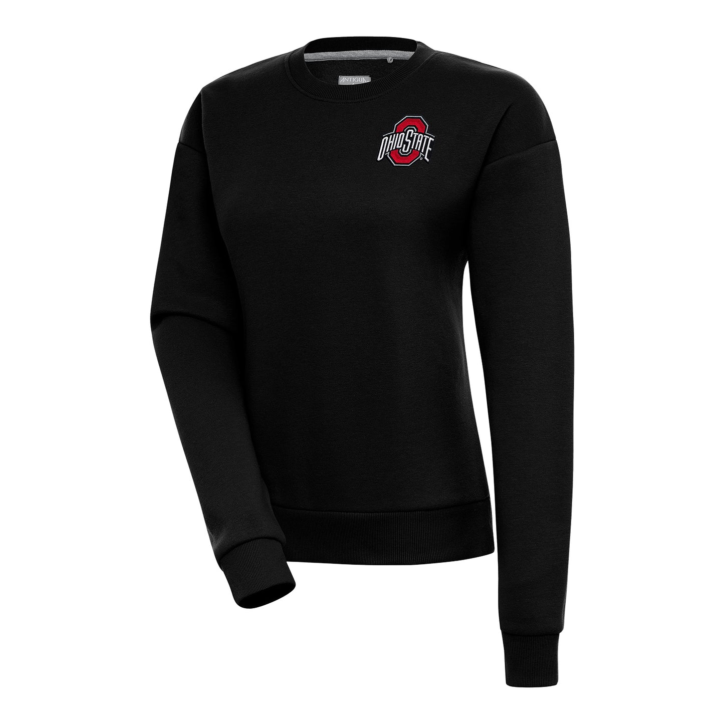 Ladies Ohio State Buckeyes Victory Black Crewneck Sweatshirt - Front View