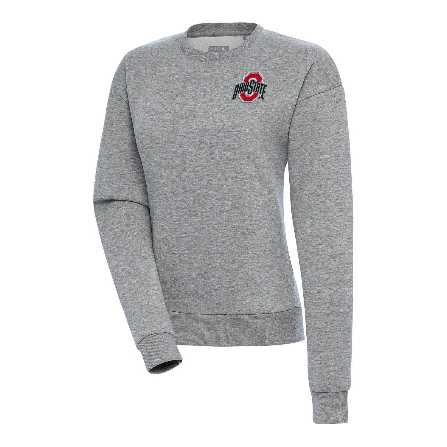 Ladies Ohio State Buckeyes Victory Gray Crewneck Sweatshirt - Front View