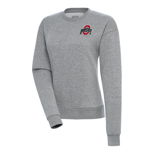 Ladies Ohio State Buckeyes Victory Gray Crewneck Sweatshirt - Front View