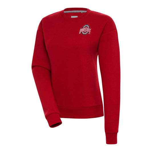 Ladies Ohio State Buckeyes Victory Scarlet Crewneck Sweatshirt - Front View