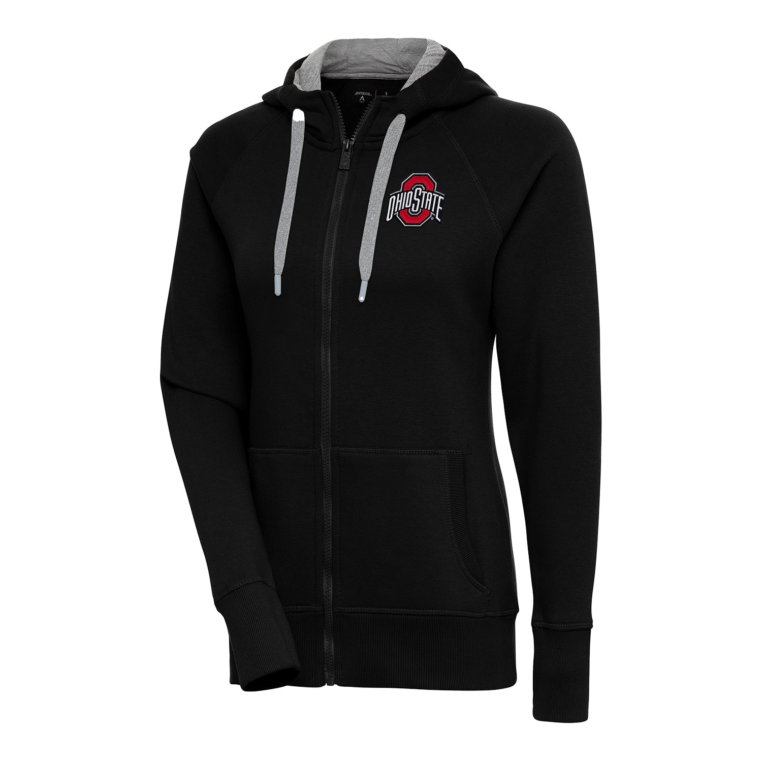 Ladies Ohio State Buckeyes Victory Full Zip Black Sweatshirt - Front View