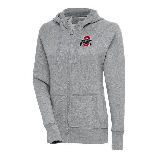 Ladies Ohio State Buckeyes Victory Full Zip Gray Sweatshirt - Front View