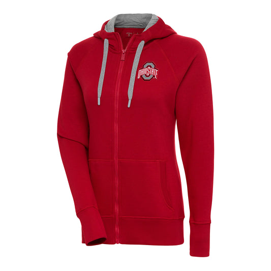 Ladies Ohio State Buckeyes Victory Full Zip Scarlet Sweatshirt - Front View