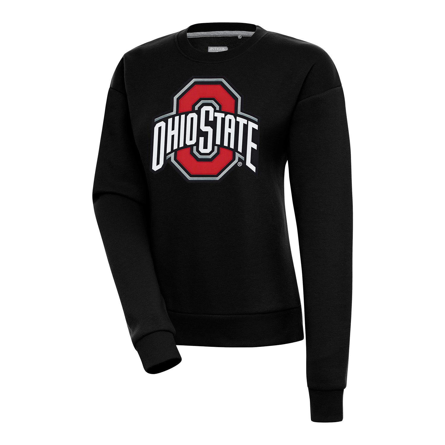 Ladies Ohio State Buckeyes Victory Black Crewneck Sweatshirt - Front View