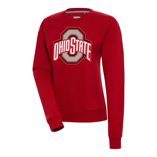 Ladies Ohio State Buckeyes Victory Scarlet Crewneck Sweatshirt - Front View