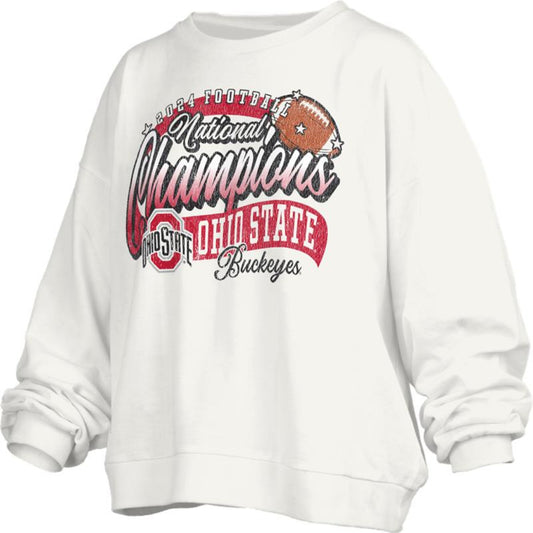 Ladies Ohio State Buckeyes Pressbox National Champs  Crewneck Sweatshirt