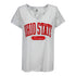 Ladies Ohio State Buckeyes Wordmark Notch Cream T-Shirt - In White - Front View
