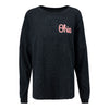 Ladies Ohio State Buckeyes Spirit Glitter Black Long Sleeve T-Shirt - In Black - Front View