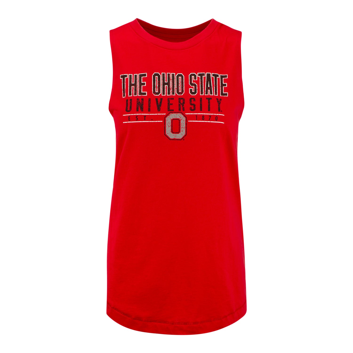 Ladies Ohio State Buckeyes University Est. Tank Top - In Scarlet - Front View