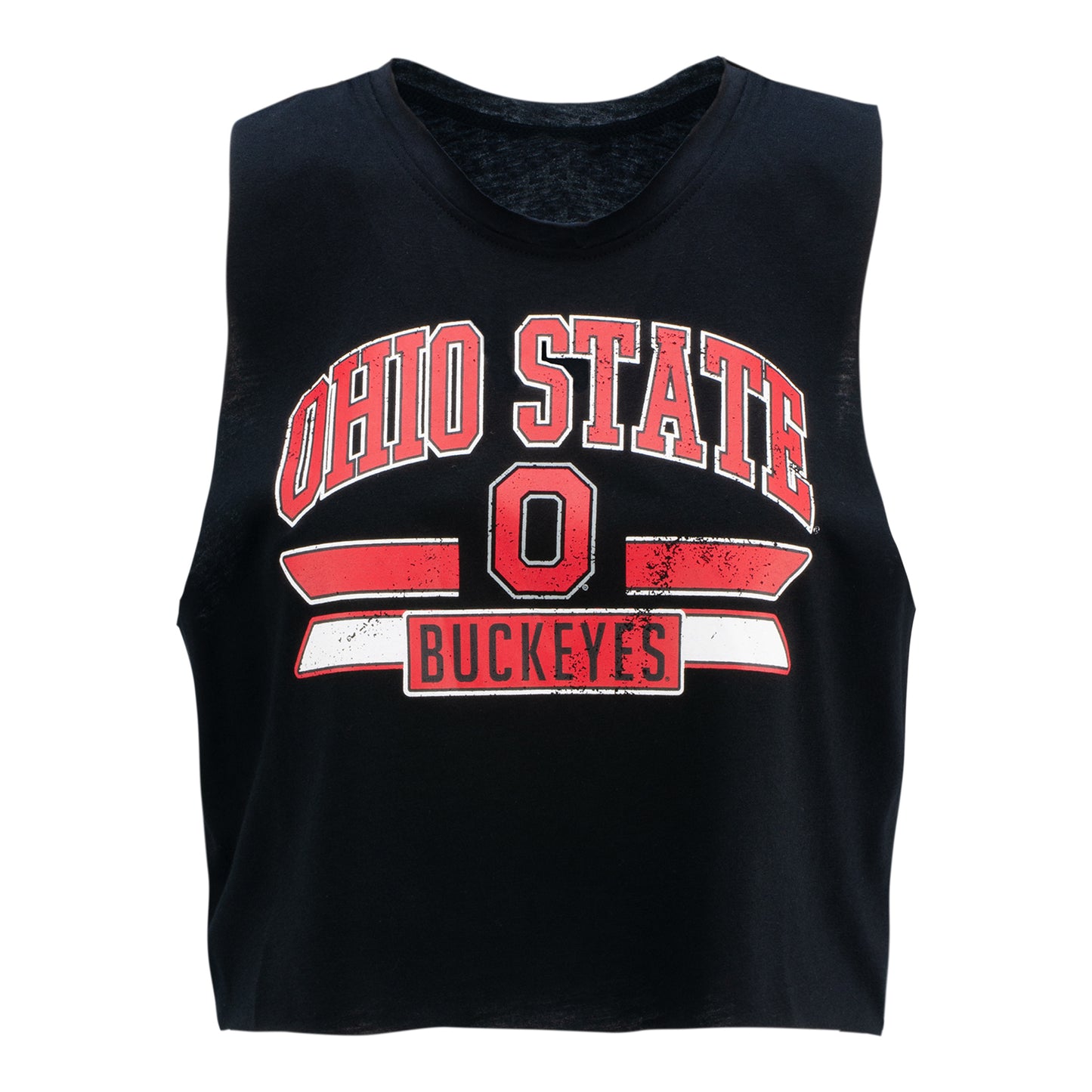 Ladies Ohio State Buckeyes Arched Muscle Tank Top - In Black - Front View