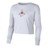 Ladies Ohio State Buckeyes Nike Triangle Crop Long Sleeve - In White - Front View