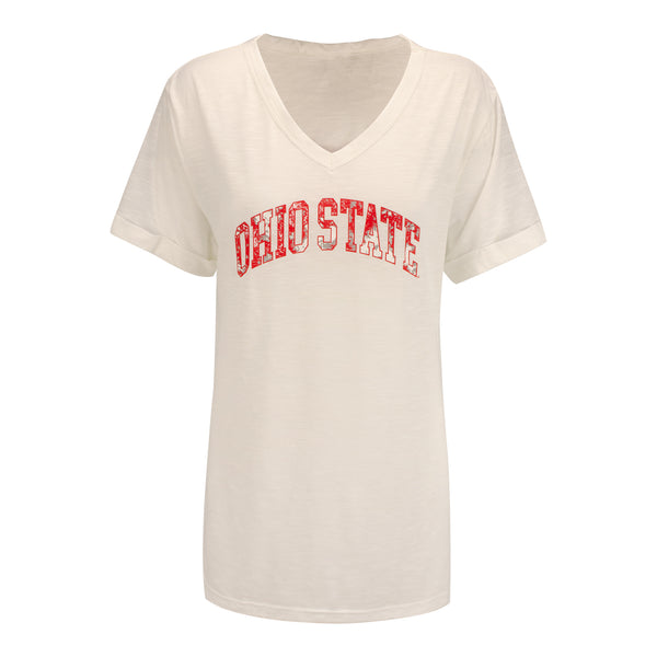 Ladies Ohio State Buckeyes Juke T-Shirt - In White - Front View
