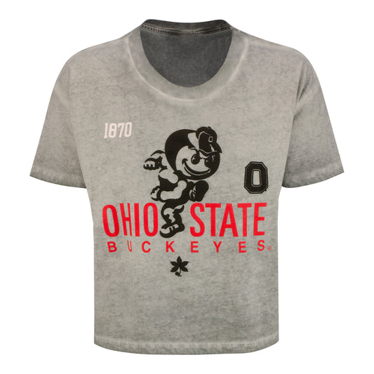 Ladies Ohio State Buckeyes Lunar Wash T-Shirt - In Gray - Front View