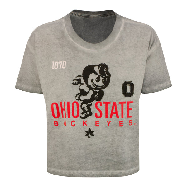 Ladies Ohio State Buckeyes Lunar Wash T-Shirt - In Gray - Front View