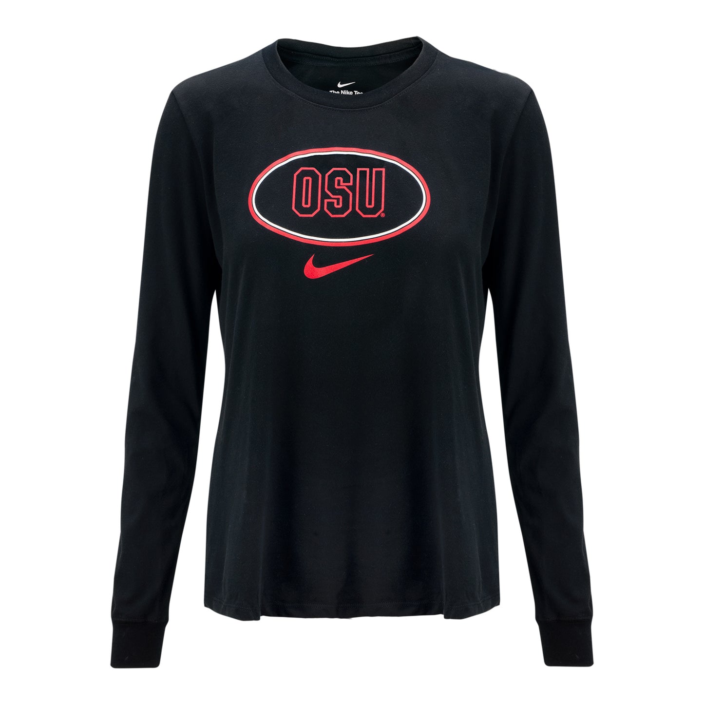 Ladies Ohio State Buckeyes Nike DriFit Oval Ohio Long Sleeve - In Black - Front View