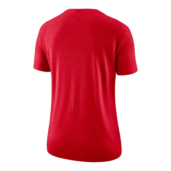 Ladies Ohio State Buckeyes Nike DriFit Circle Logo Scarlet T-Shirt - In Scarlet - Back View