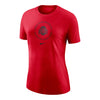 Ladies Ohio State Buckeyes Nike DriFit Circle Logo Scarlet T-Shirt