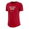 Ladies Ohio State Buckeyes Nike University Crew Scarlet T-Shirt - In Scarlet - Front View