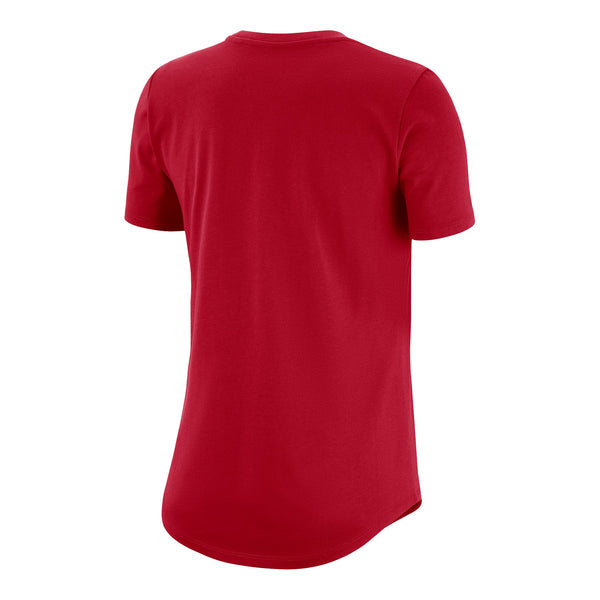 Ladies Ohio State Buckeyes Nike University Crew Scarlet T-Shirt - In Scarlet - Back View