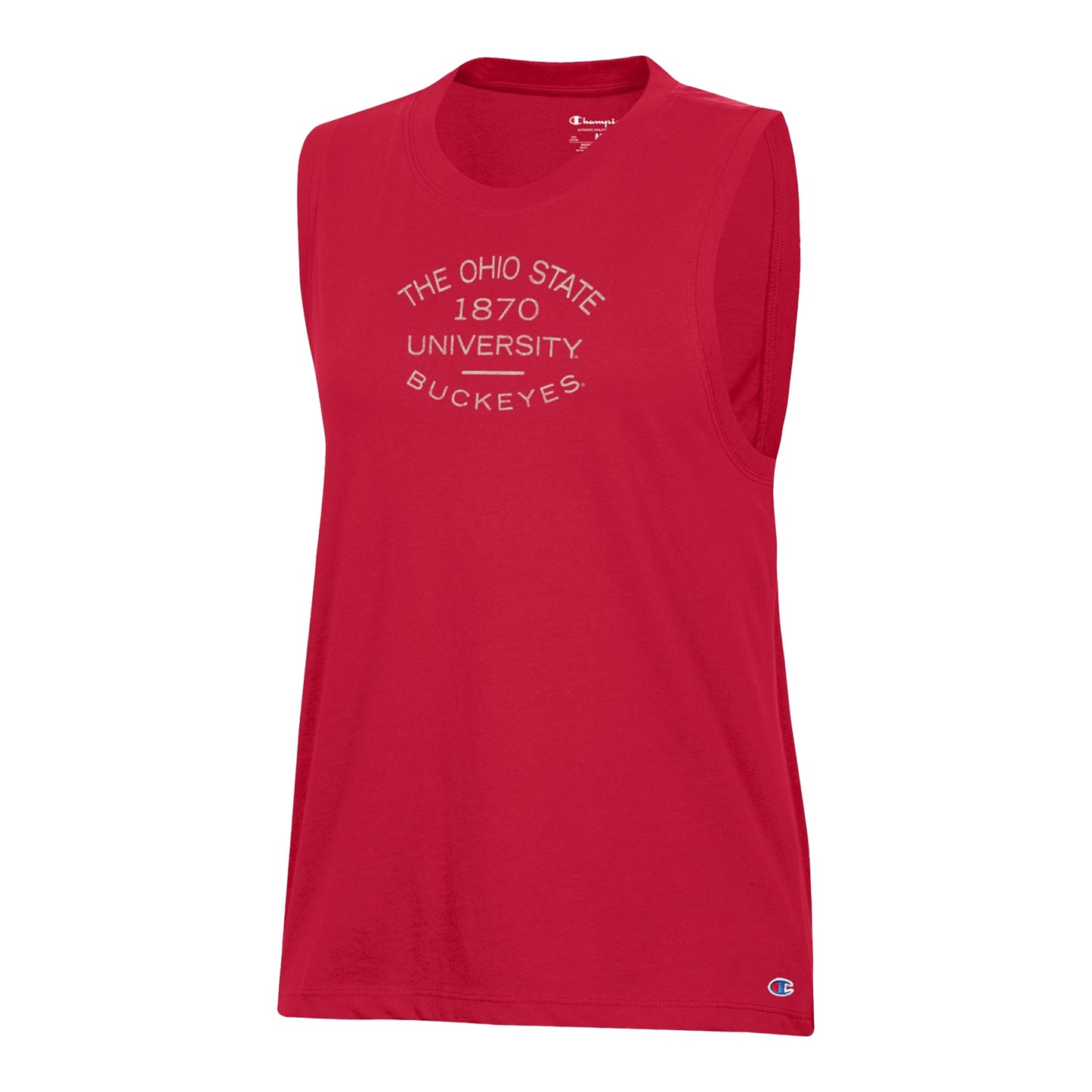 Ladies Ohio State Buckeyes Core Tonal Scarlet Muscle Tank - In Scarlet - Front View