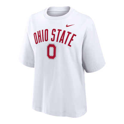 Ladies Ohio State Buckeyes Nike Block O Boxy White T-Shirt - Front View