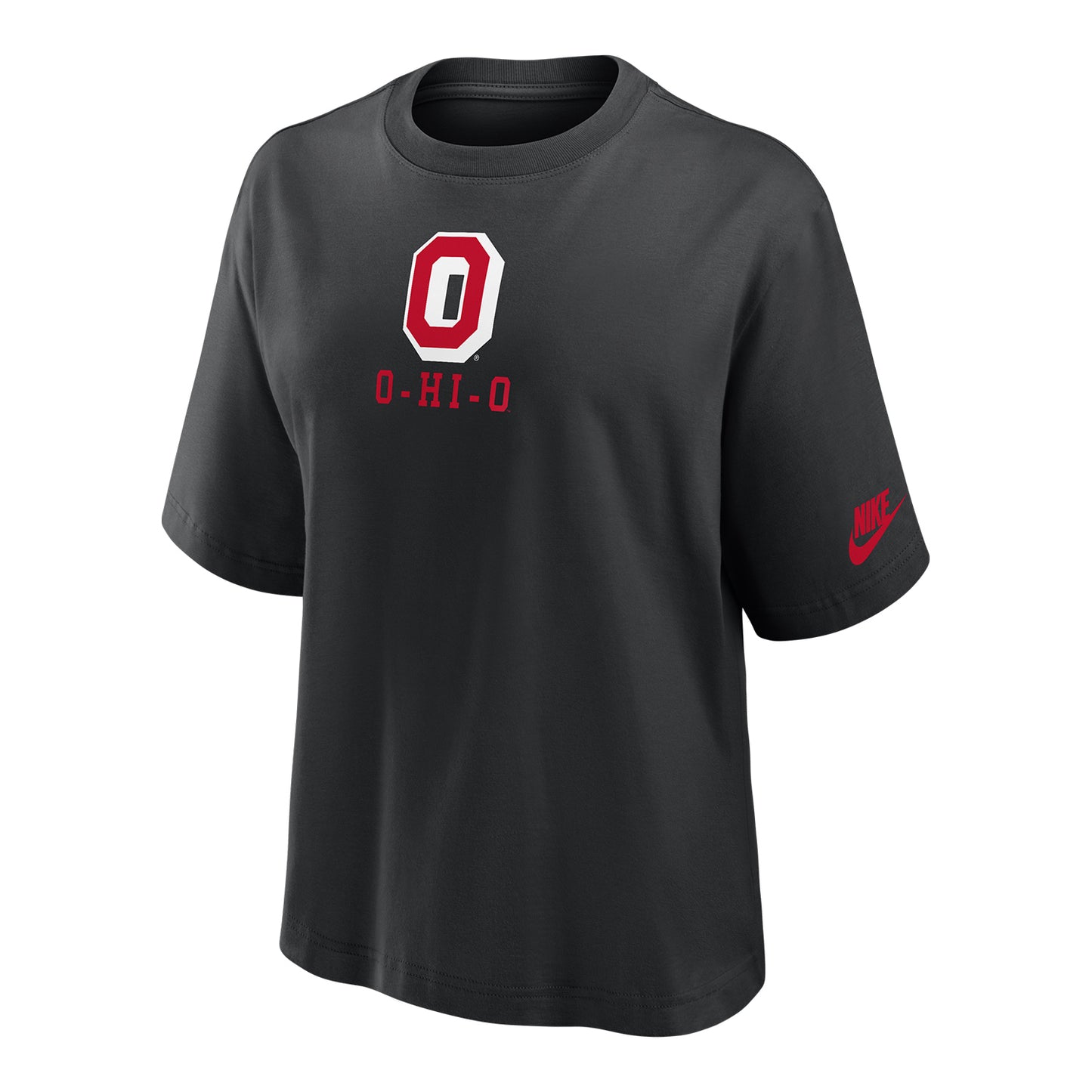 Ladies Ohio State Buckeyes Nike Retro Boxy Black T-Shirt - Front View