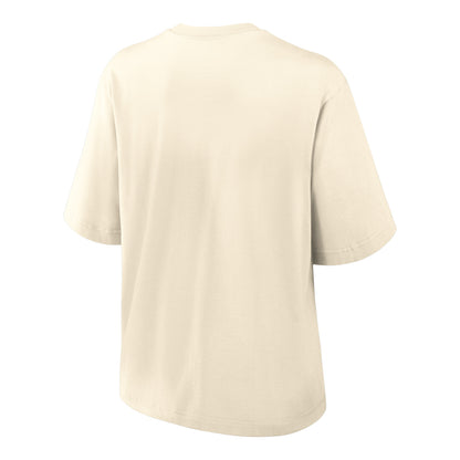 Ladies Ohio State Buckeyes Nike Legacy Boxy T-Shirt In Cream - Back View