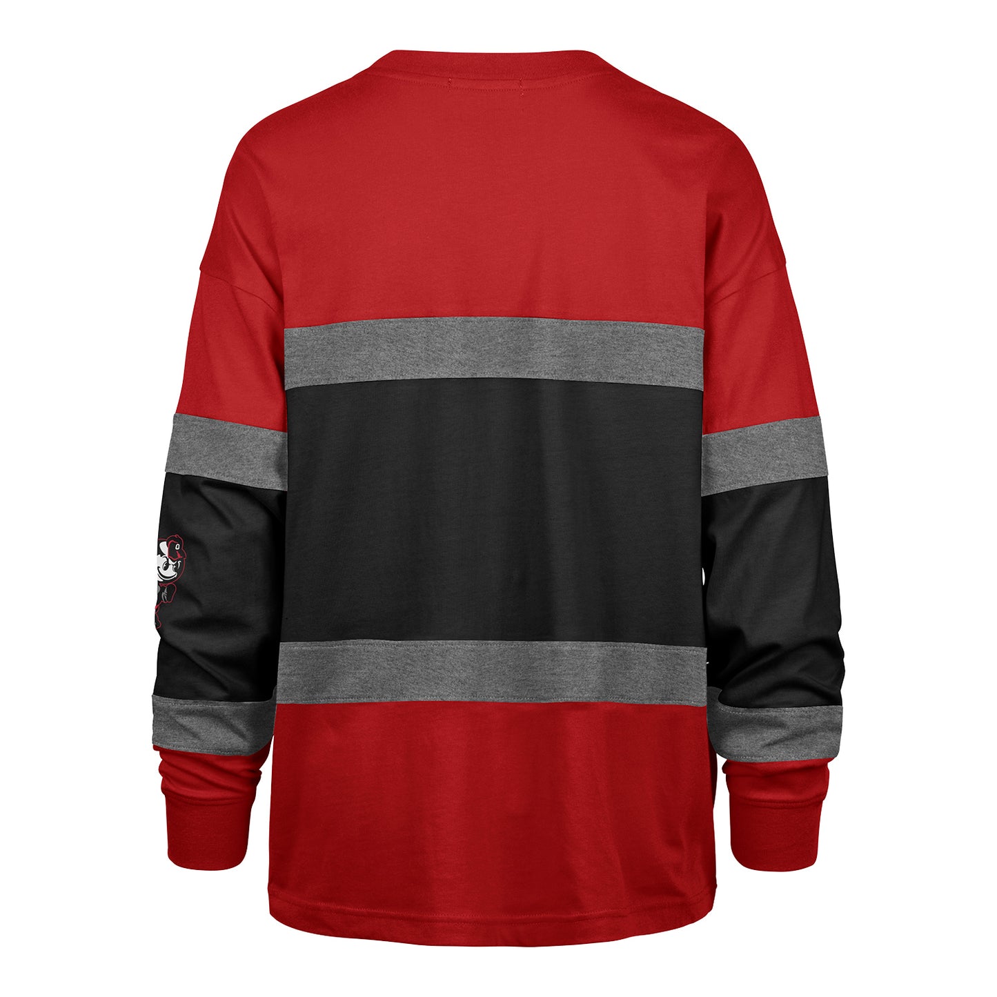 Ladies Ohio State Buckeyes 47 Brand Wordmark Breezeway Long Sleeve In Scarlet - Back View