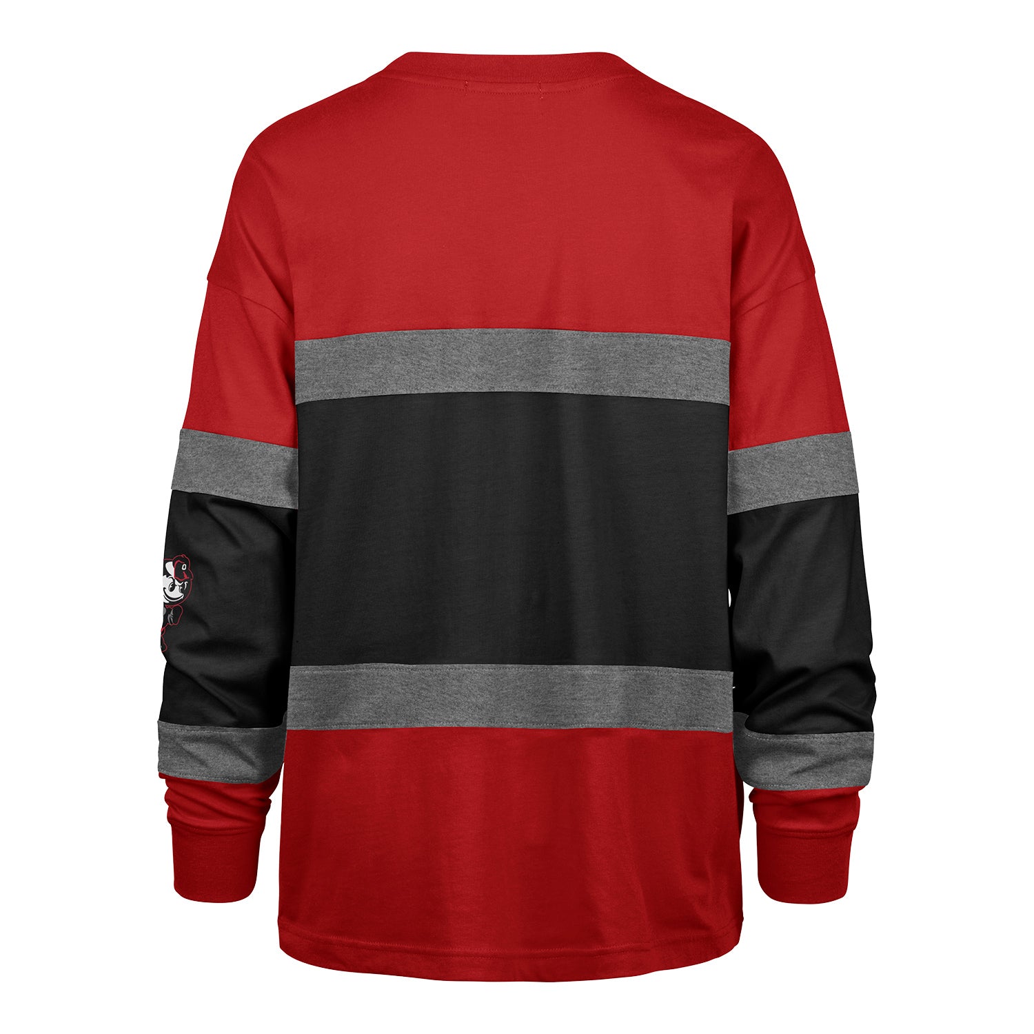 Ladies Ohio State Buckeyes 47 Brand Wordmark Breezeway Long Sleeve In Scarlet - Back View