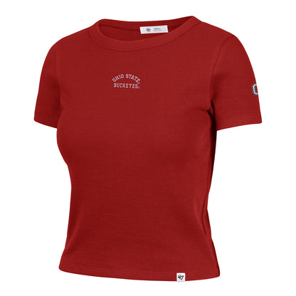 Ladies Ohio State Buckeyes 47 Brand Baby Ribbed T-Shirt In Red - Front View