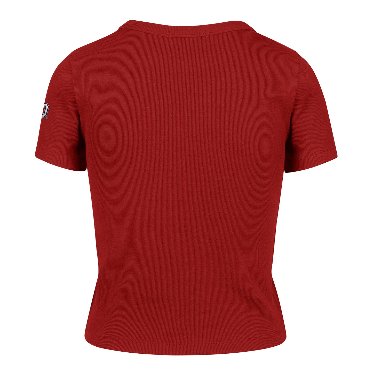 Ladies Ohio State Buckeyes 47 Brand Baby Ribbed T-Shirt In Red - Back View