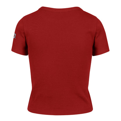 Ladies Ohio State Buckeyes 47 Brand Baby Ribbed T-Shirt In Red - Back View