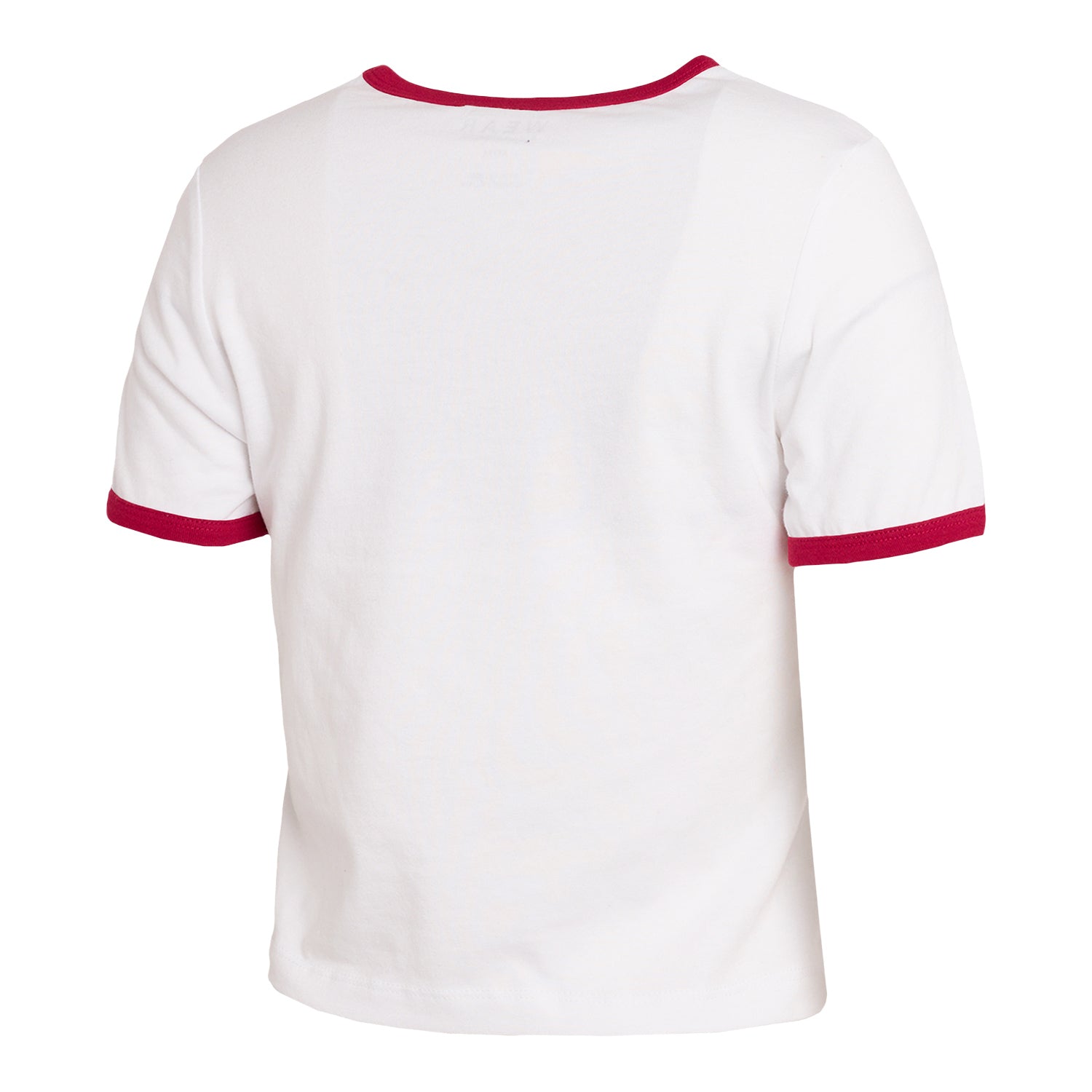 Ladies Ohio State Buckeyes WEAR Ringer Cropped T-Shirt In White - Back View
