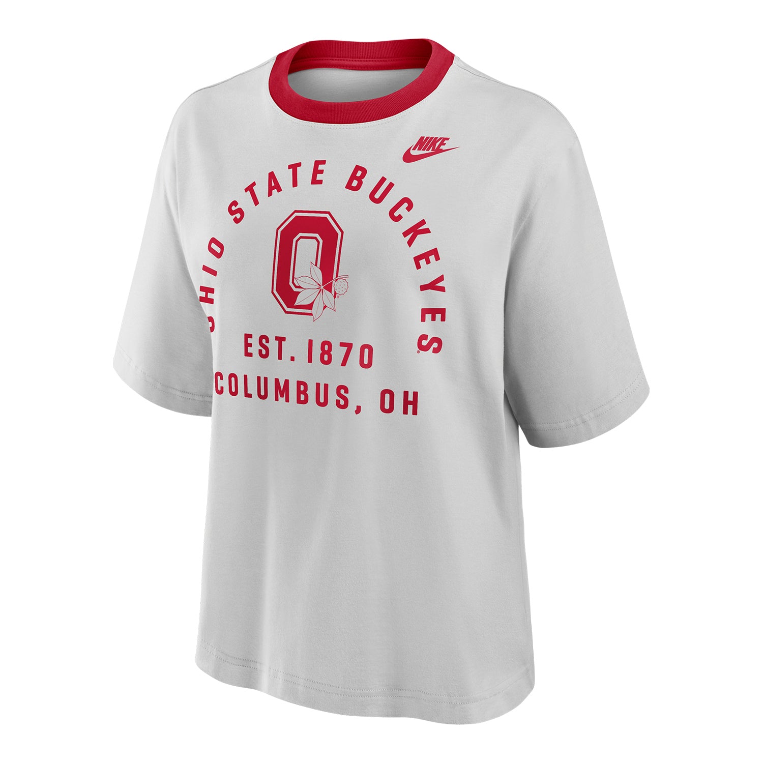 Women's Ohio State Buckeyes Nike Legacy Arched T-Shirt In Gray - Front View