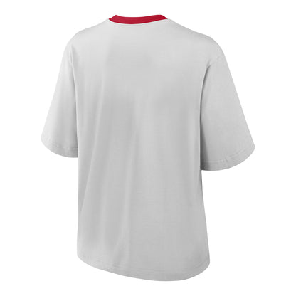 Women's Ohio State Buckeyes Nike Legacy Arched T-Shirt In Gray - Back View