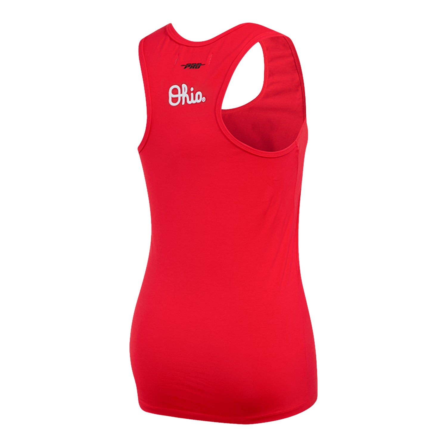 Ladies Ohio State Buckeyes Pro Standard Block O Tank Top In Scarlet - Back Side View