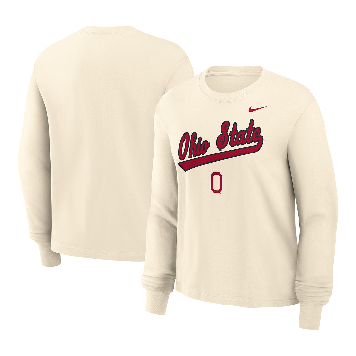 Women's Ohio State Buckeyes Nike Script Long Sleeve - Front and Back