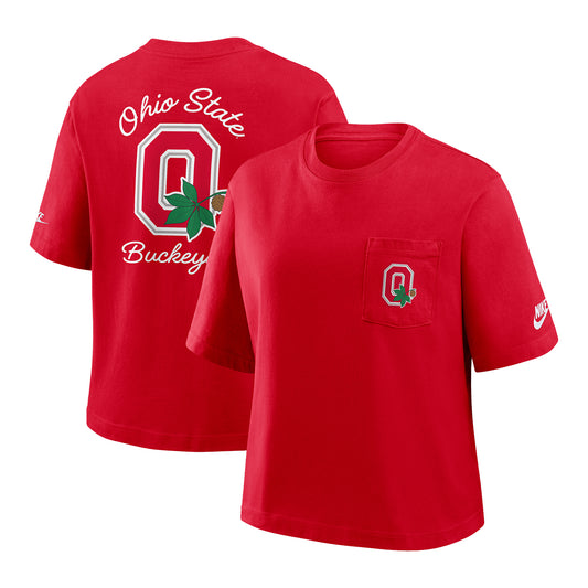 Women's Ohio State Buckeyes Nike Pocket Boxy Tee - Front and Back