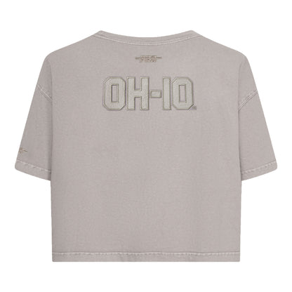 Ladies Ohio State Buckeyes Prostandard Washed T-Shirt In Gray - Back View