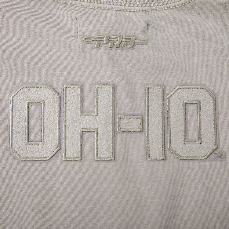 Ladies Ohio State Buckeyes Prostandard Washed T-Shirt In Gray - Ohio Patch View