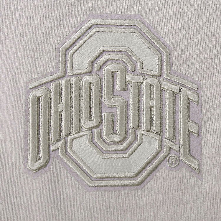 Ladies Ohio State Buckeyes Prostandard Washed T-Shirt In Gray - OSU Patch View