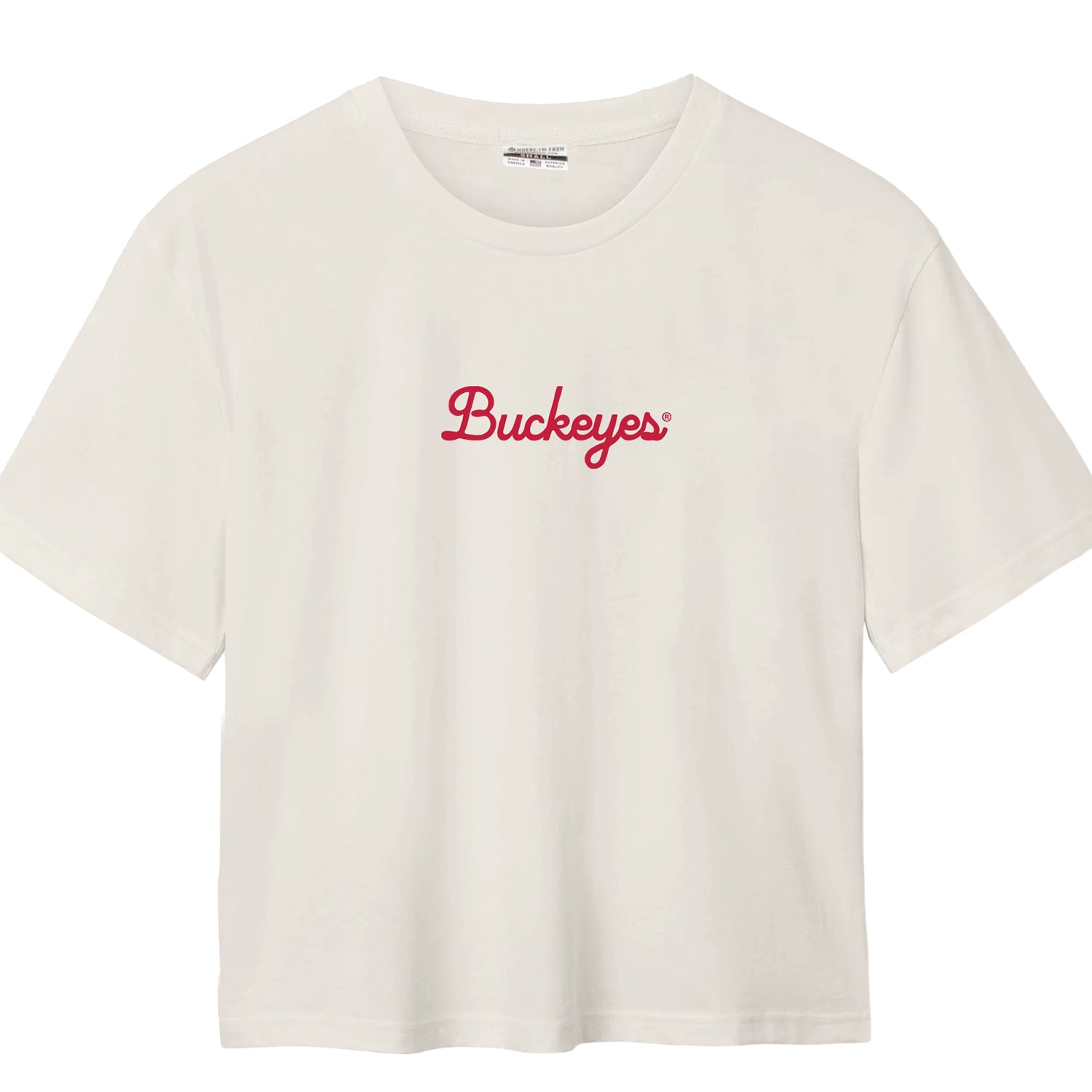 Ladies Ohio State Buckeyes Where I'm From Script Buckeyes  T-Shirt In White -  Front View