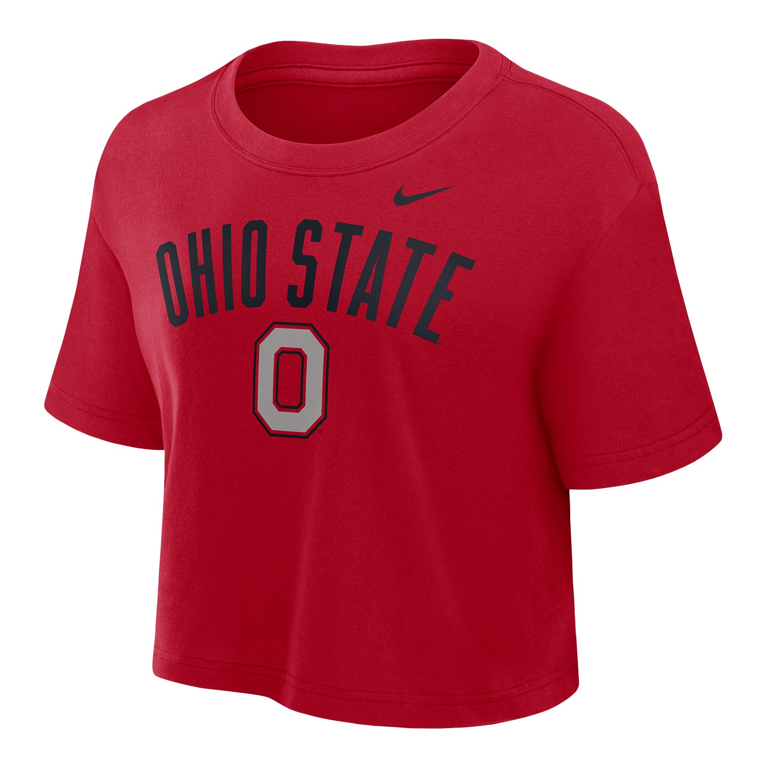 Ladies Ohio State Buckeyes Nike Primetime Arch Crop Tee - Front View