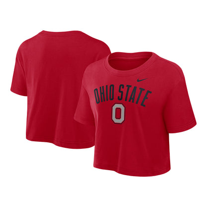 Ladies Ohio State Buckeyes Nike Primetime Arch Crop Tee - Full View