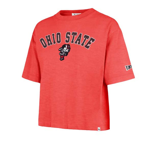 Ladies Ohio State Buckeyes 47 Brand Heavy Slub T-Shirt - Front