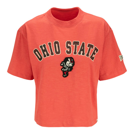 Ladies Ohio State Buckeyes 47 Brand Heavy Slub T-Shirt - Front