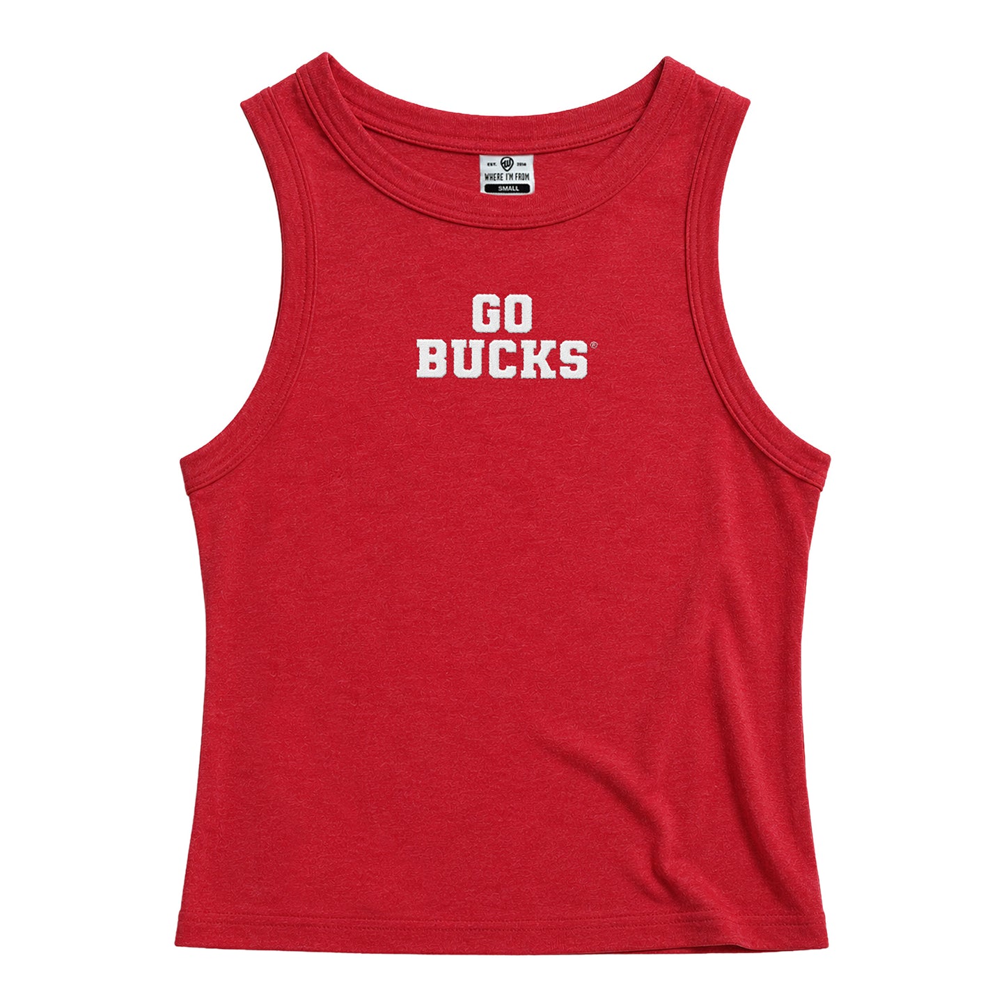 Ladies Ohio State Buckeyes 'Go Bucks' Embroidered Tank - Front