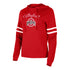 Ladies Ohio State Buckeyes Volleyball Marathon Scarlet Long Sleeve Hooded T-Shirt - In Scarlet - Front View