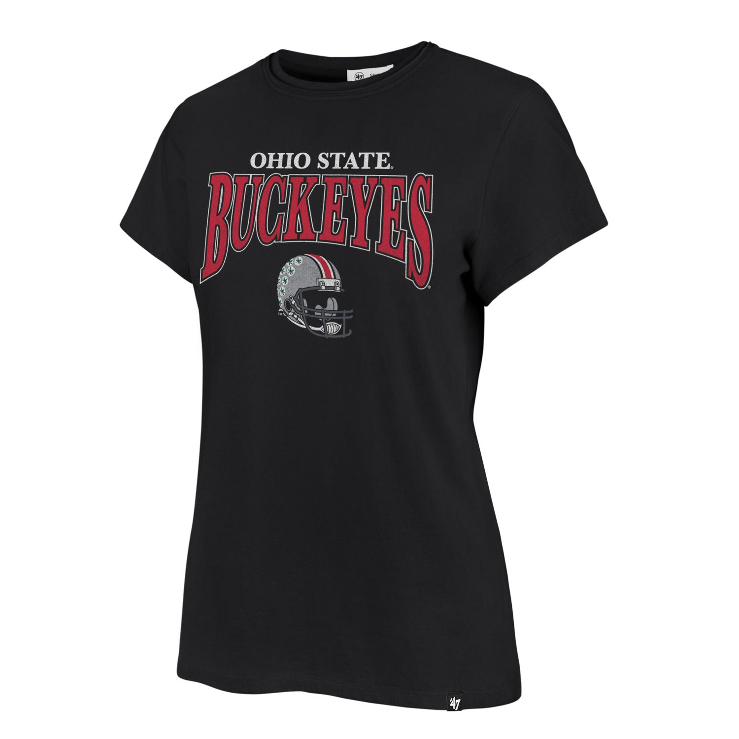 Ladies Ohio State Buckeyes 47 Brand Helmet T-Shirt In Black - Front View