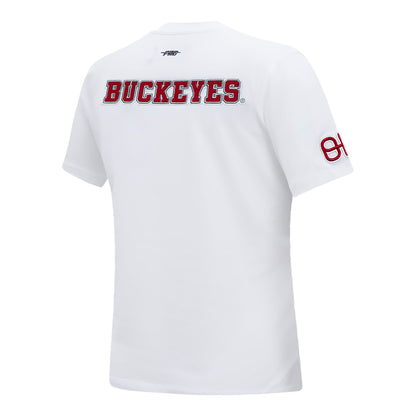Ladies Ohio State Buckeyes Classic Athletic Logo Slim Fit White T-Shirt - Back View